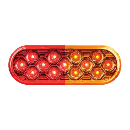 Double Fury Amber Auxiliary to Red Primary Dual Function 13 LED 6" Oval Light
