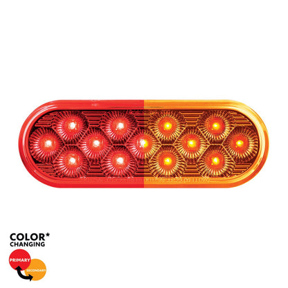 Double Fury Amber Auxiliary to Red Primary Dual Function 13 LED 6" Oval Light