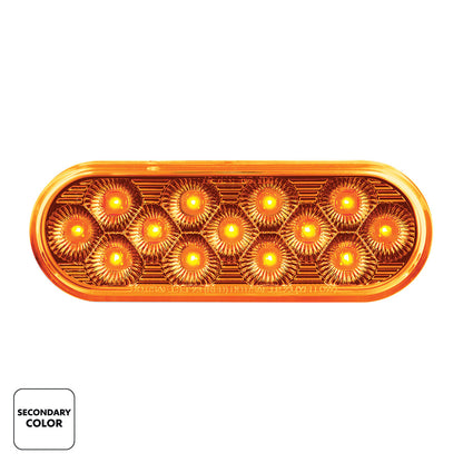 Double Fury Amber Auxiliary to Red Primary Dual Function 13 LED 6" Oval Light