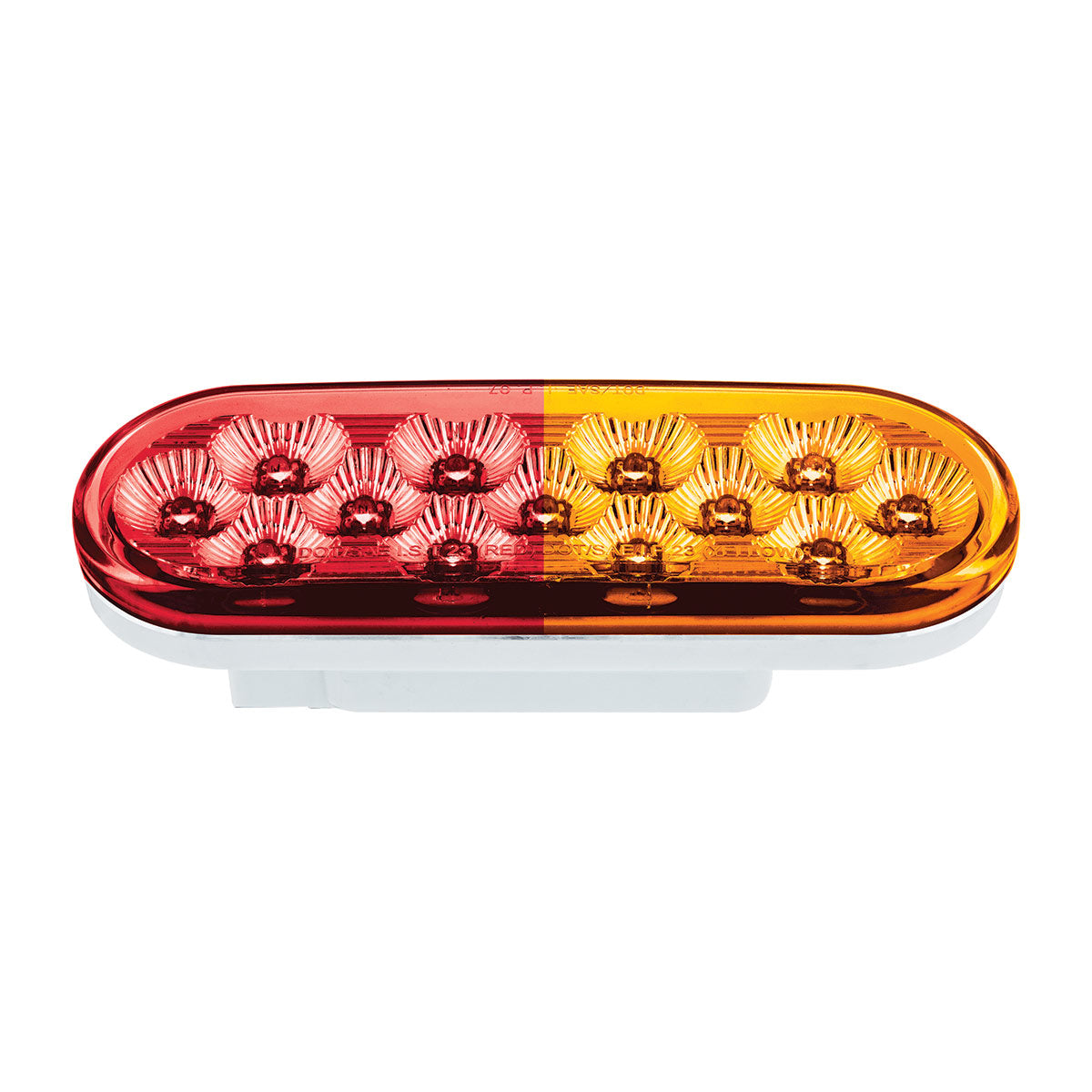Double Fury Amber Auxiliary to Red Primary Dual Function 13 LED 6" Oval Light