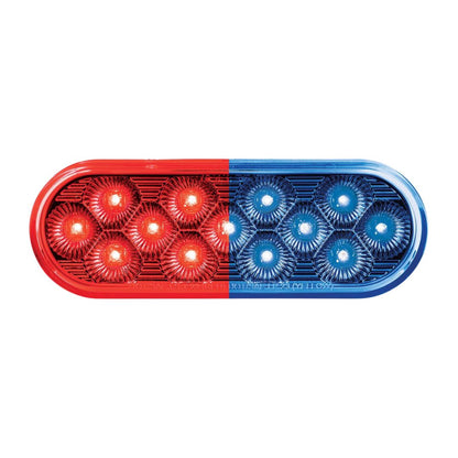 Double Fury Blue to Red Primary Dual Function 13 LED 6" Oval Light