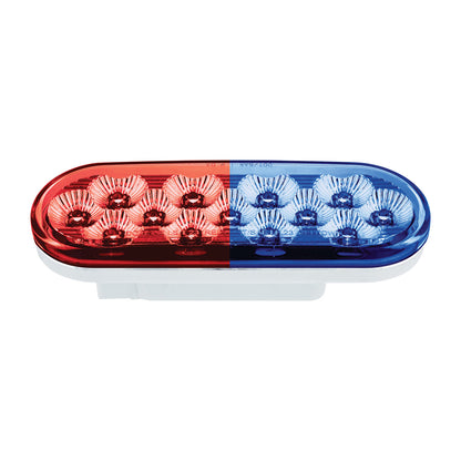 Double Fury Blue to Red Primary Dual Function 13 LED 6" Oval Light
