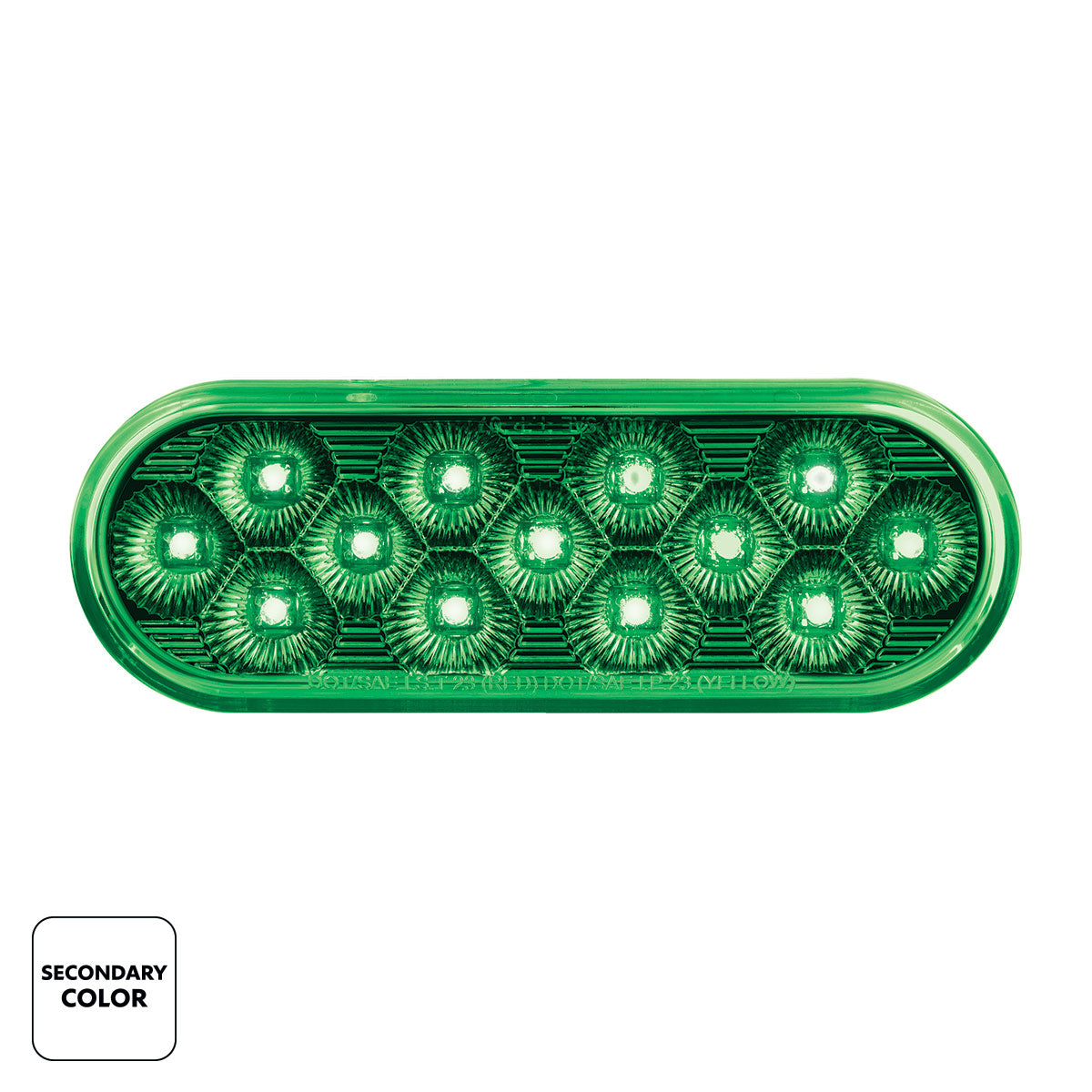 Double Fury Green to Red Primary Dual Function 13 LED 6" Oval Light