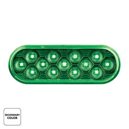 Double Fury Green to Red Primary Dual Function 13 LED 6" Oval Light