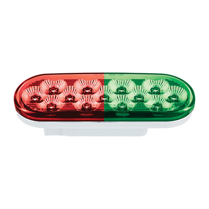Double Fury Green to Red Primary Dual Function 13 LED 6" Oval Light