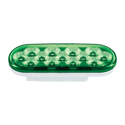Double Fury Green to Red Primary Dual Function 13 LED 6" Oval Light