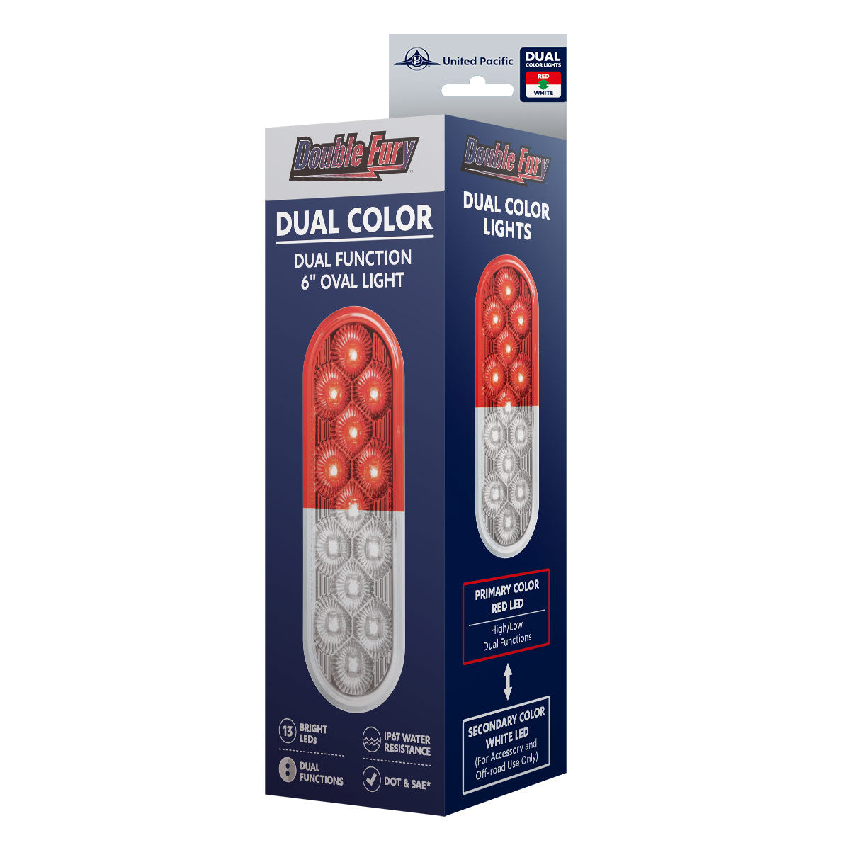 Double Fury White to Red Primary Dual Function 13 LED 6" Oval Light