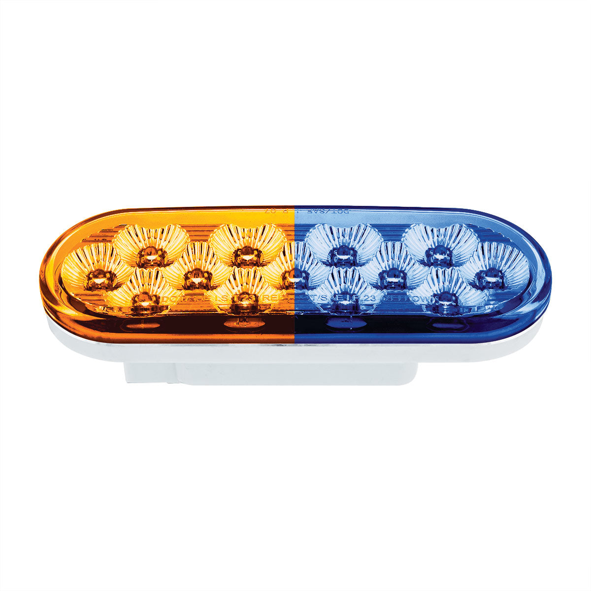 Double Fury Blue to Amber Primary Dual Function 13 LED 6" Oval Light