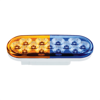 Double Fury Blue to Amber Primary Dual Function 13 LED 6" Oval Light