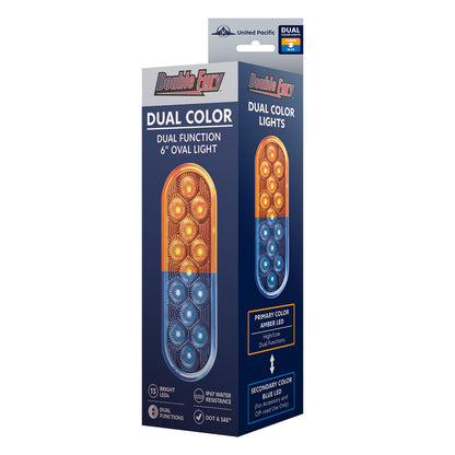 Double Fury Blue to Amber Primary Dual Function 13 LED 6" Oval Light