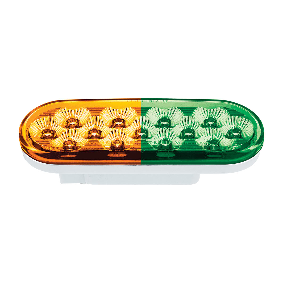Double Fury Green to Amber Primary Dual Function 13 LED 6" Oval Light