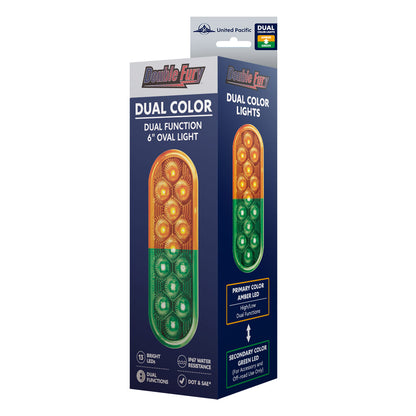 Double Fury Green to Amber Primary Dual Function 13 LED 6" Oval Light