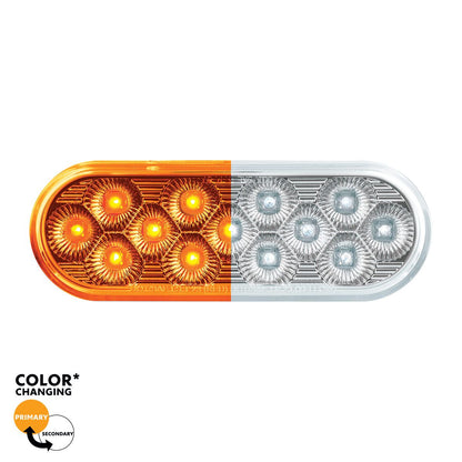 Double Fury White to Amber Primary Dual Function 13 LED 6" Oval Light