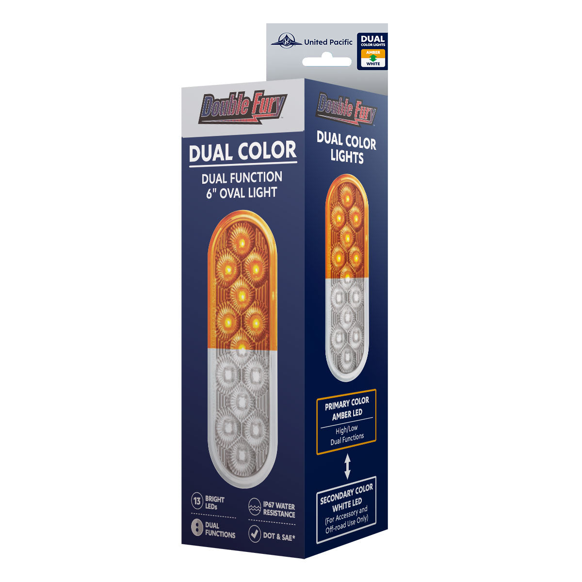 Double Fury White to Amber Primary Dual Function 13 LED 6" Oval Light