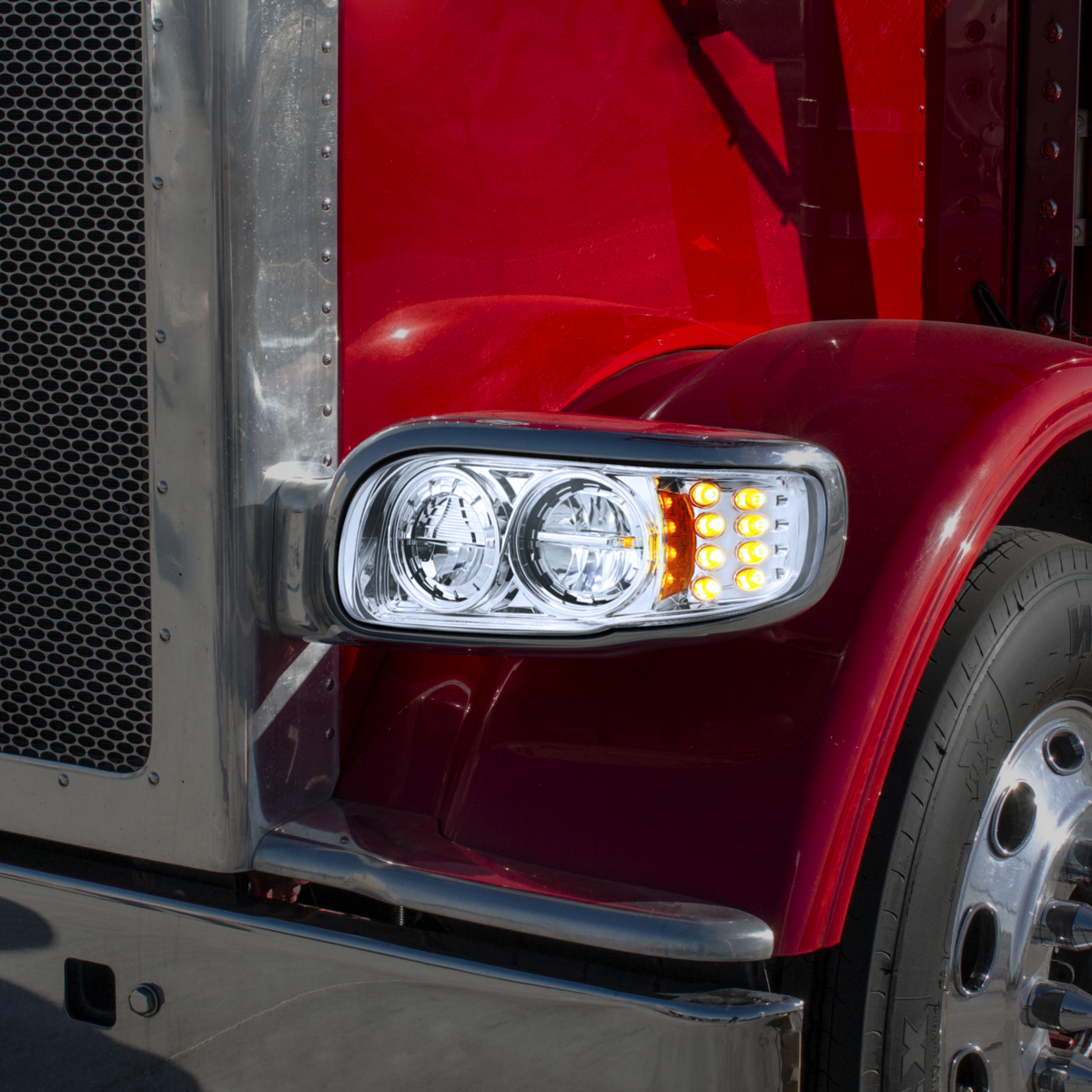 Peterbilt 388, 389, 567 LED Headlight with 8 LED Turn and 4 LED Position Light
