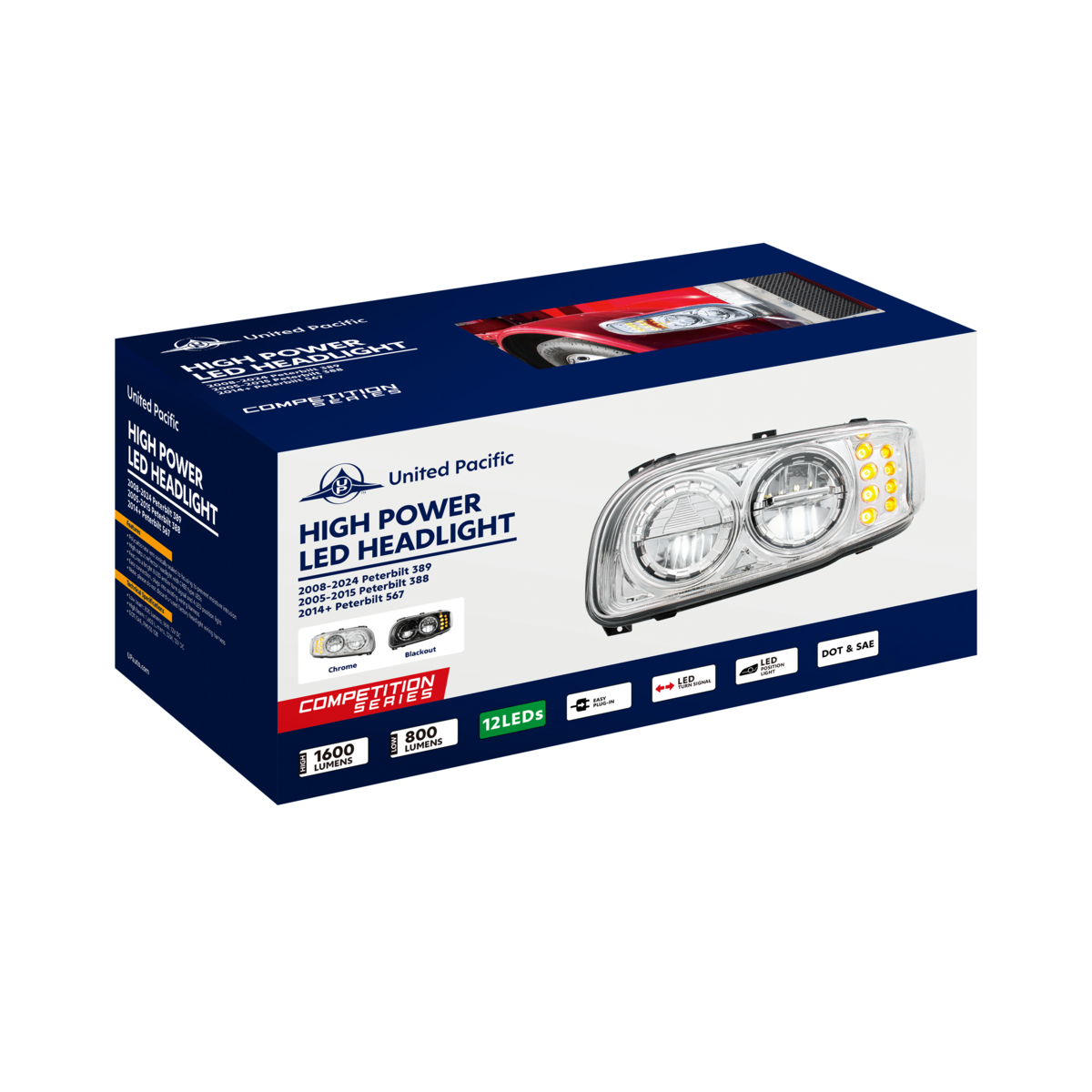 Peterbilt 388, 389, 567 LED Headlight with 8 LED Turn and 4 LED Position Light