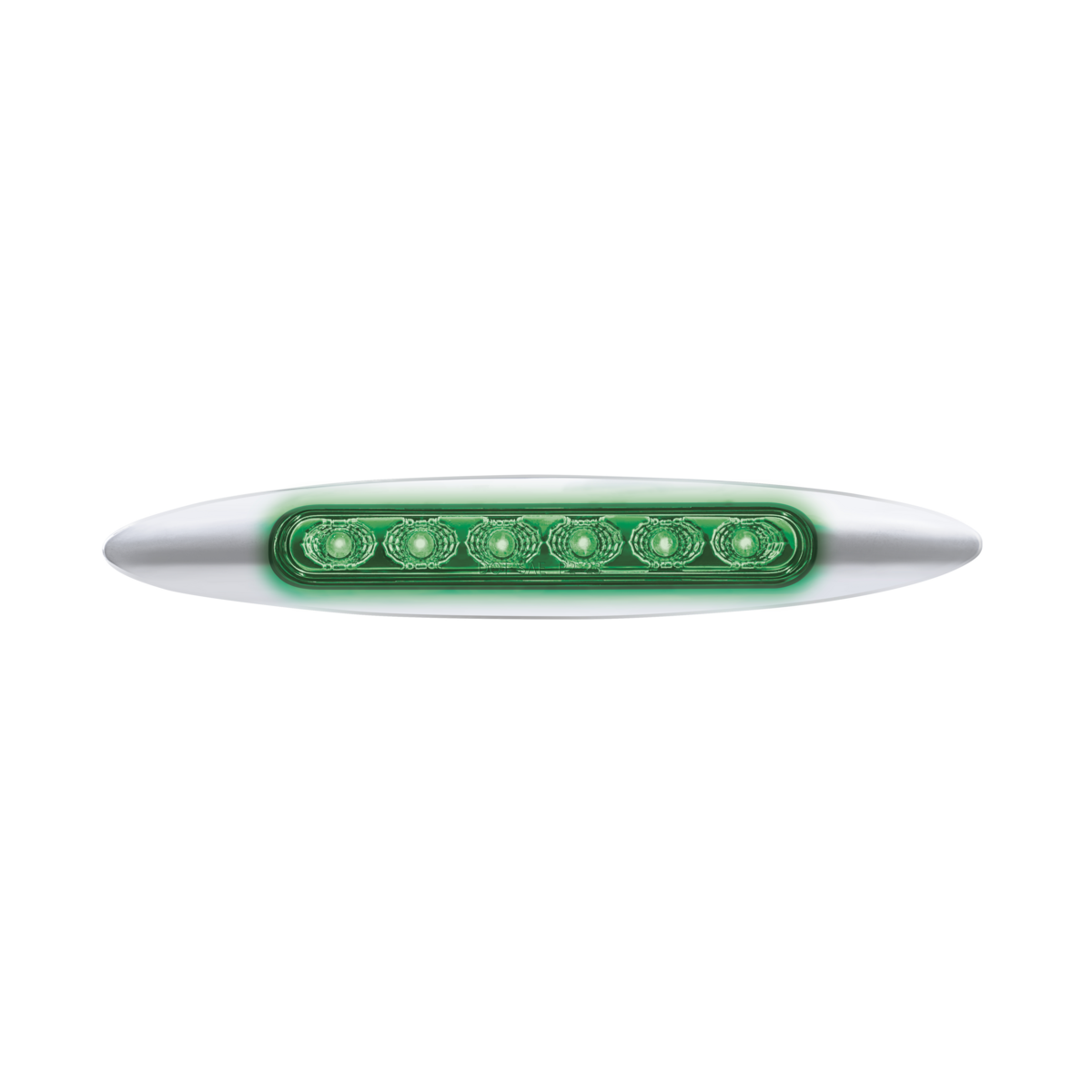 Double Fury Green Auxiliary to Amber Dual Function 6 LED 6" Light with Chrome Bezel