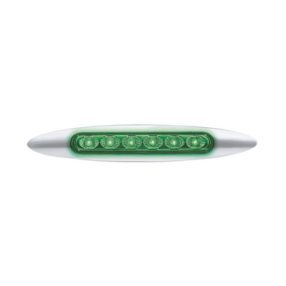 Double Fury Green Auxiliary to Amber Dual Function 6 LED 6" Light with Chrome Bezel