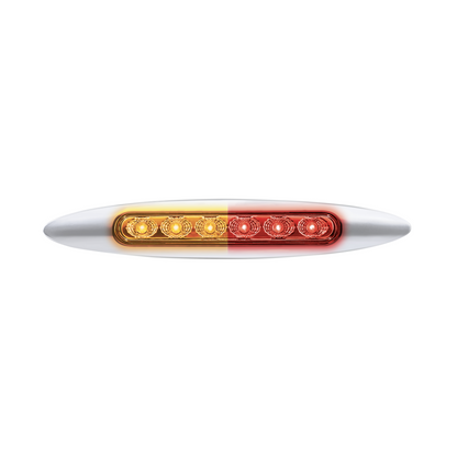 Double Fury Red Auxiliary to Amber Dual Function 6 LED 6" Light with Chrome Bezel