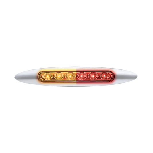Double Fury Red Auxiliary to Amber Dual Function 6 LED 6" Light with Chrome Bezel