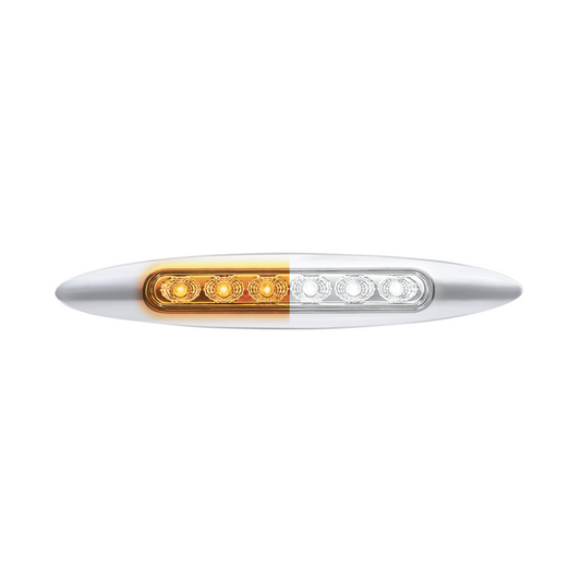 Double Fury White Auxiliary to Amber Dual Function 6 LED 6" Light with Chrome Bezel