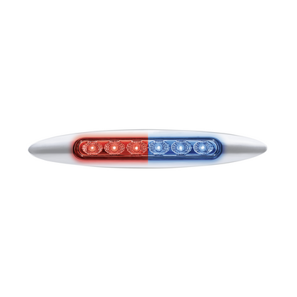 Double Fury Blue Auxiliary to Red Dual Function 6 LED 6" Light with Chrome Bezel