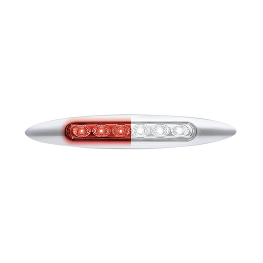 Double Fury White Auxiliary to Red Dual Function 6 LED 6" Light with Chrome Bezel
