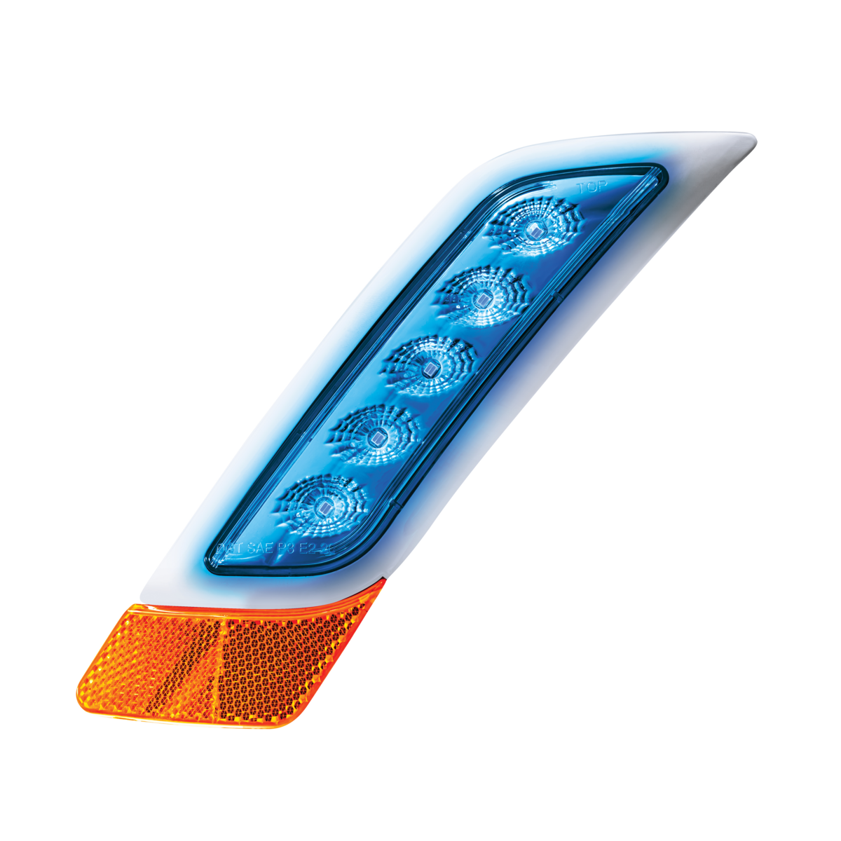 Peterbilt 579 Double Fury Blue Auxiliary to Amber Primary Function 5 LED Fender Turn Signal Light