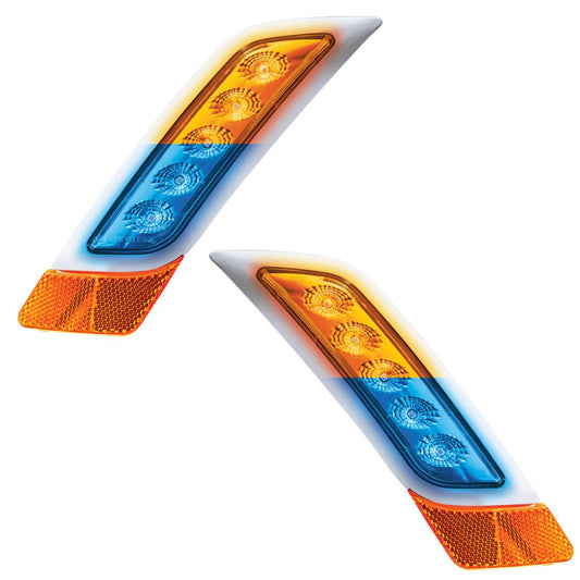 Peterbilt 579 Double Fury Blue Auxiliary to Amber Primary Function 5 LED Fender Turn Signal Light
