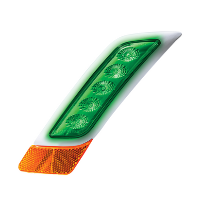 Peterbilt 579 Double Fury Green Auxiliary to Amber Primary Function 5 LED Fender Turn Signal Light