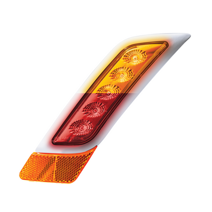 Peterbilt 579 Double Fury Red Auxiliary to Amber Primary Function 5 LED Fender Turn Signal Light