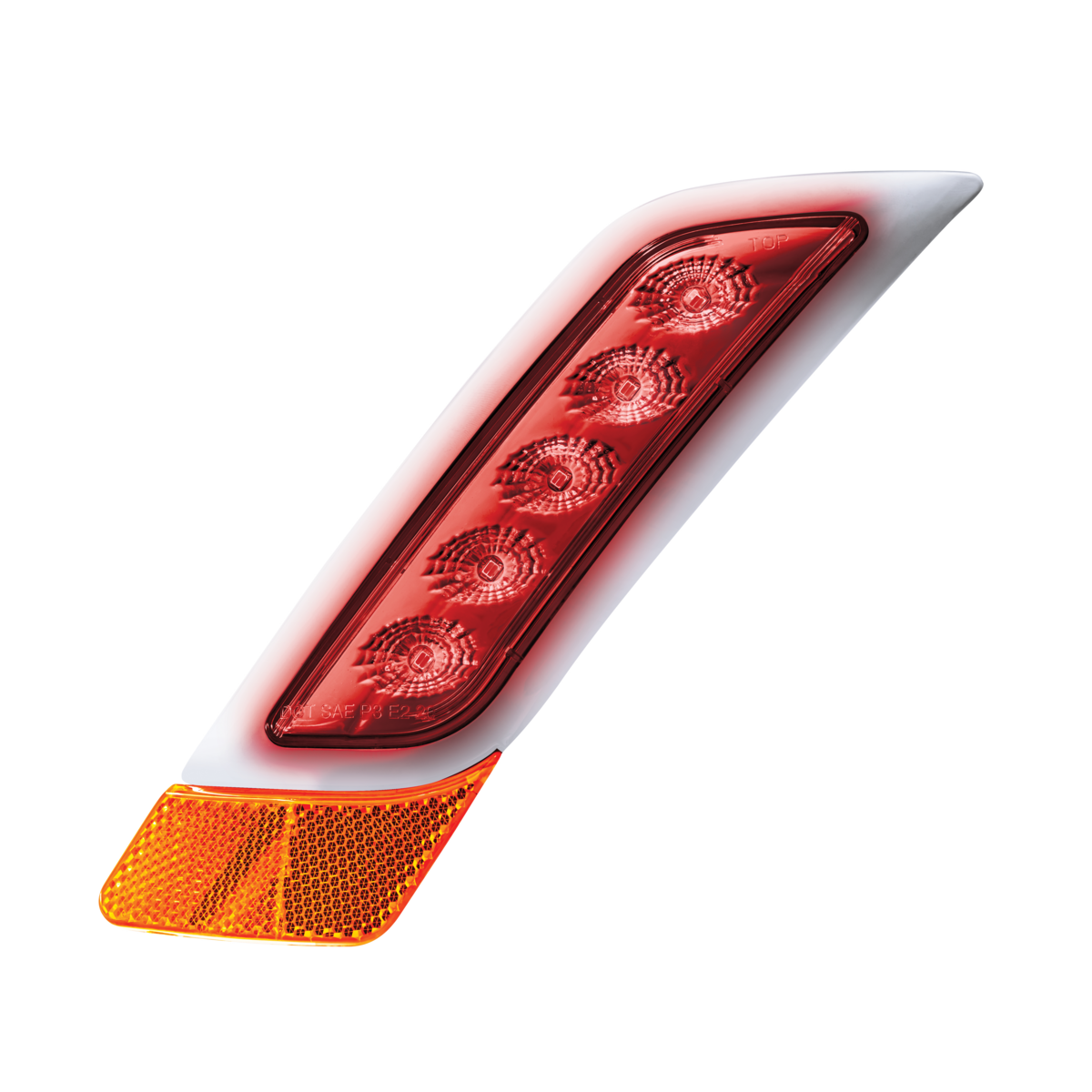 Peterbilt 579 Double Fury Red Auxiliary to Amber Primary Function 5 LED Fender Turn Signal Light