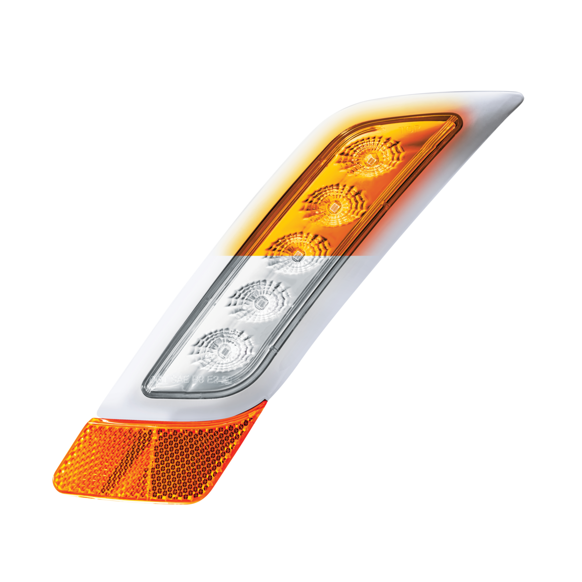 Peterbilt 579 Double Fury White Auxiliary to Amber Primary Function 5 LED Fender Turn Signal Light