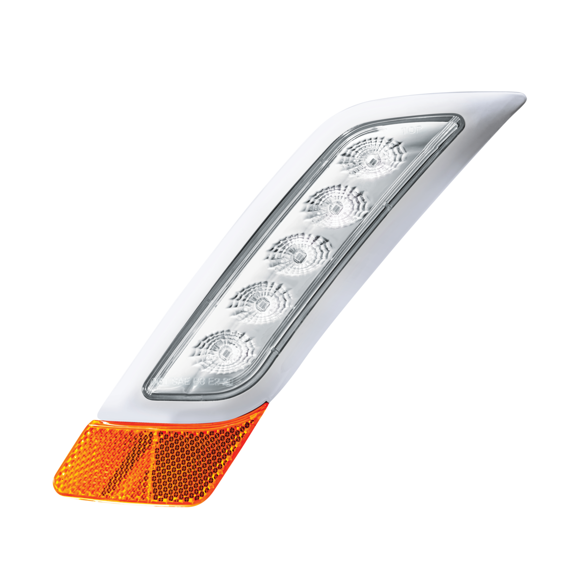 Peterbilt 579 Double Fury White Auxiliary to Amber Primary Function 5 LED Fender Turn Signal Light