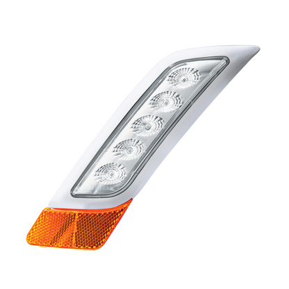 Peterbilt 579 Double Fury White Auxiliary to Amber Primary Function 5 LED Fender Turn Signal Light
