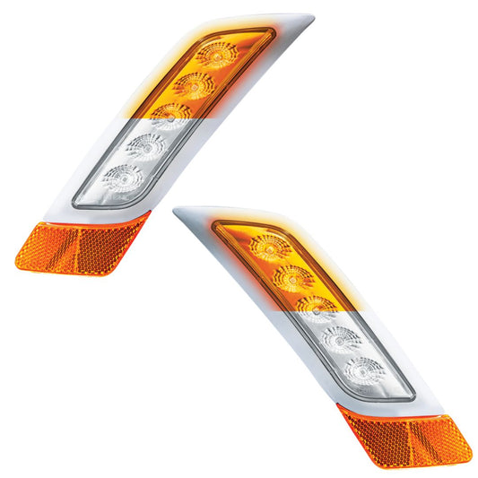 Peterbilt 579 Double Fury White Auxiliary to Amber Primary Function 5 LED Fender Turn Signal Light