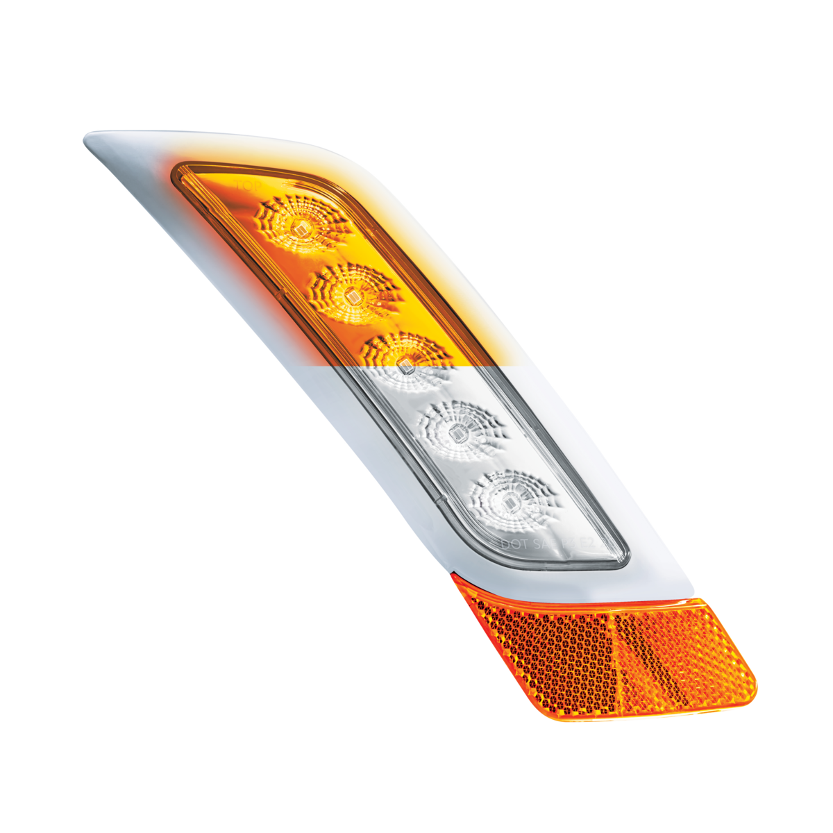 Peterbilt 579 Double Fury White Auxiliary to Amber Primary Function 5 LED Fender Turn Signal Light