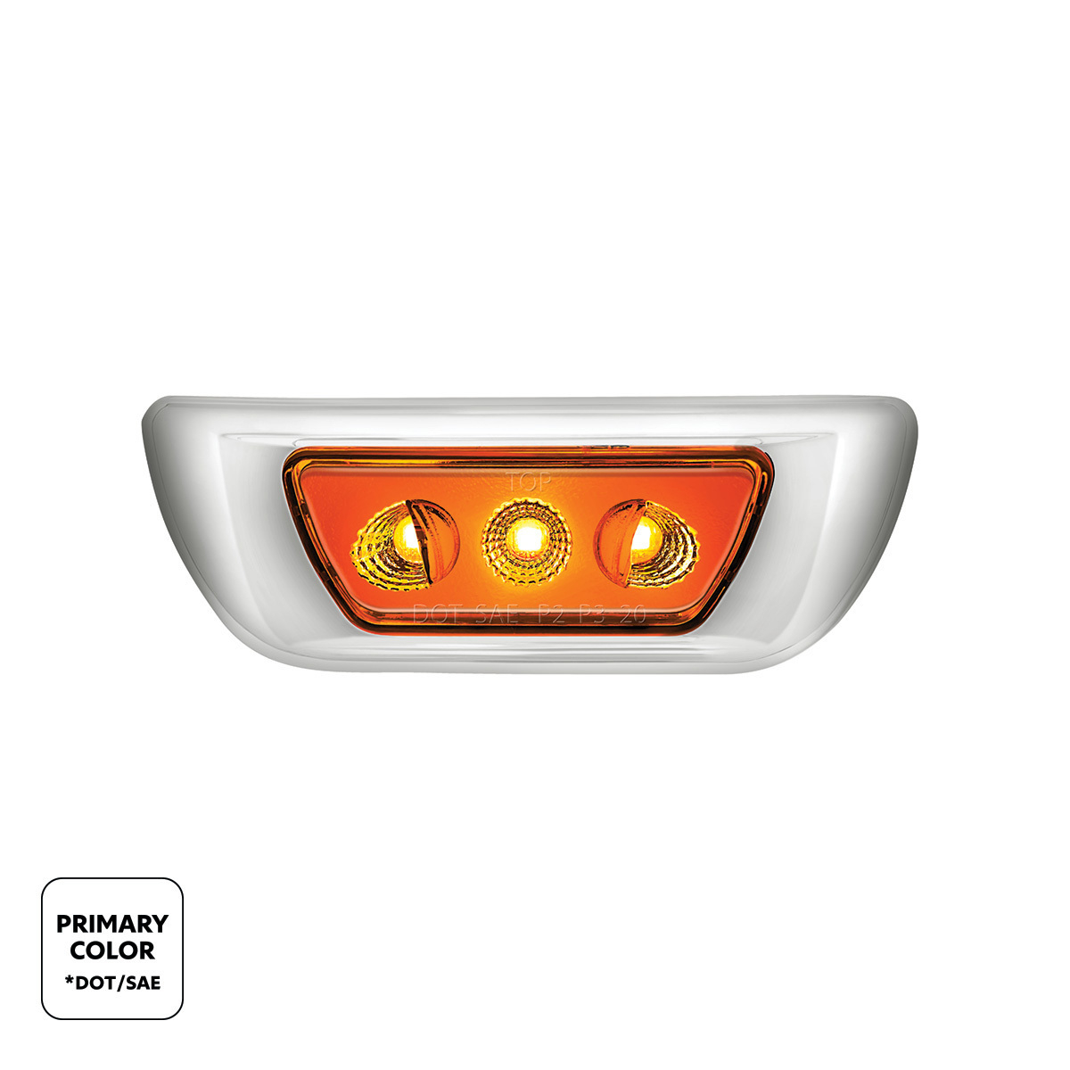 Kenworth T680 and Peterbilt 579 Double Fury White Auxiliary to Amber Primary function 3 LED Cab Light