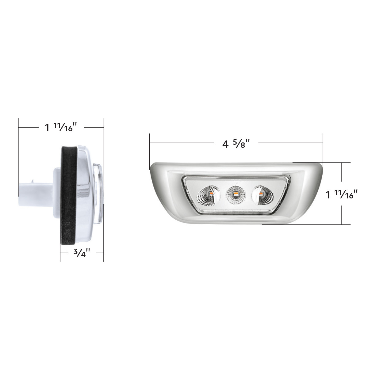 Kenworth T680 and Peterbilt 579 Double Fury White Auxiliary to Amber Primary function 3 LED Cab Light