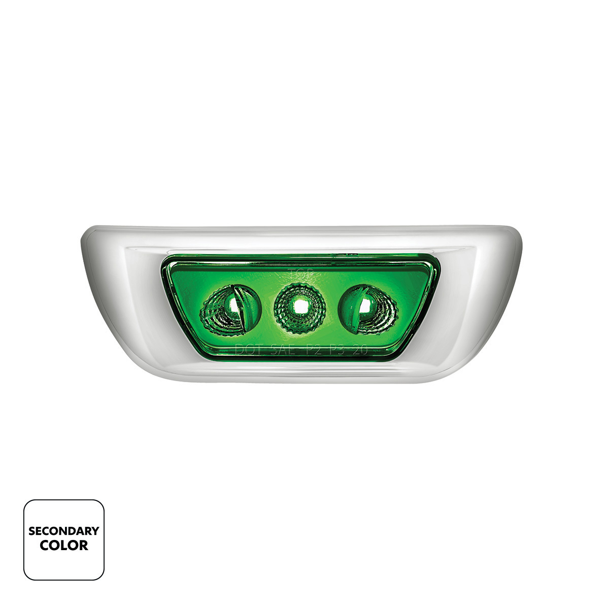 Kenworth T680 and Peterbilt 579 Double Fury Green Auxiliary to Amber Primary function 3 LED Cab Light