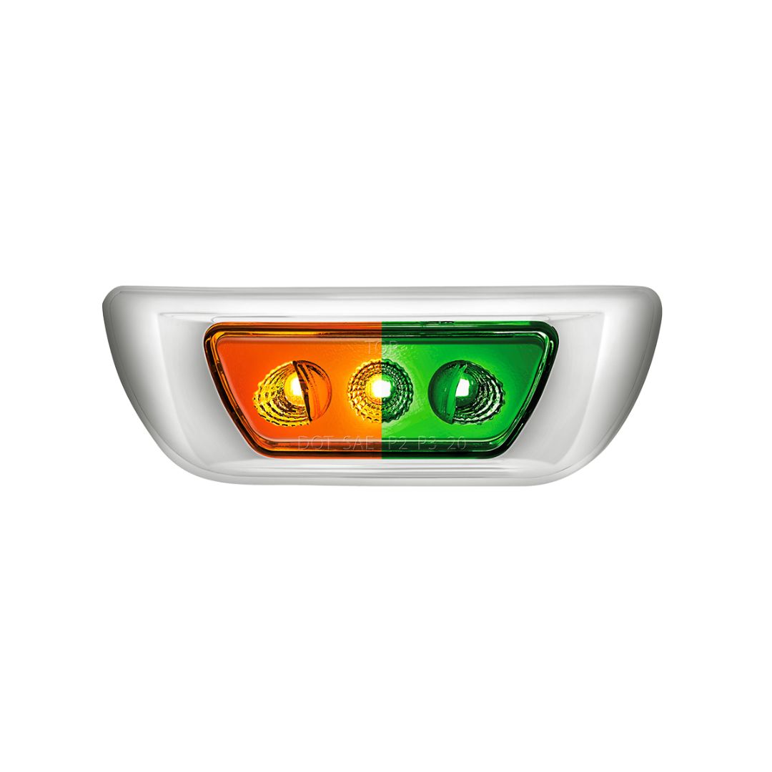 Kenworth T680 and Peterbilt 579 Double Fury Green Auxiliary to Amber Primary function 3 LED Cab Light