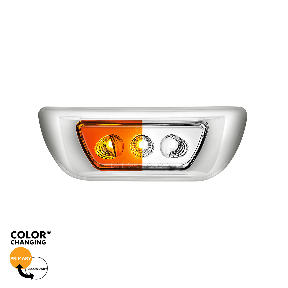 Kenworth T680 and Peterbilt 579 Double Fury White Auxiliary to Amber Primary function 3 LED Cab Light