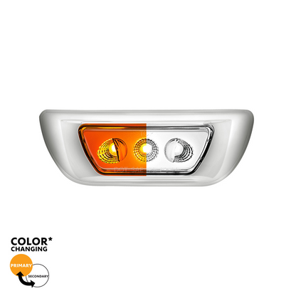 Kenworth T680 and Peterbilt 579 Double Fury White Auxiliary to Amber Primary function 3 LED Cab Light