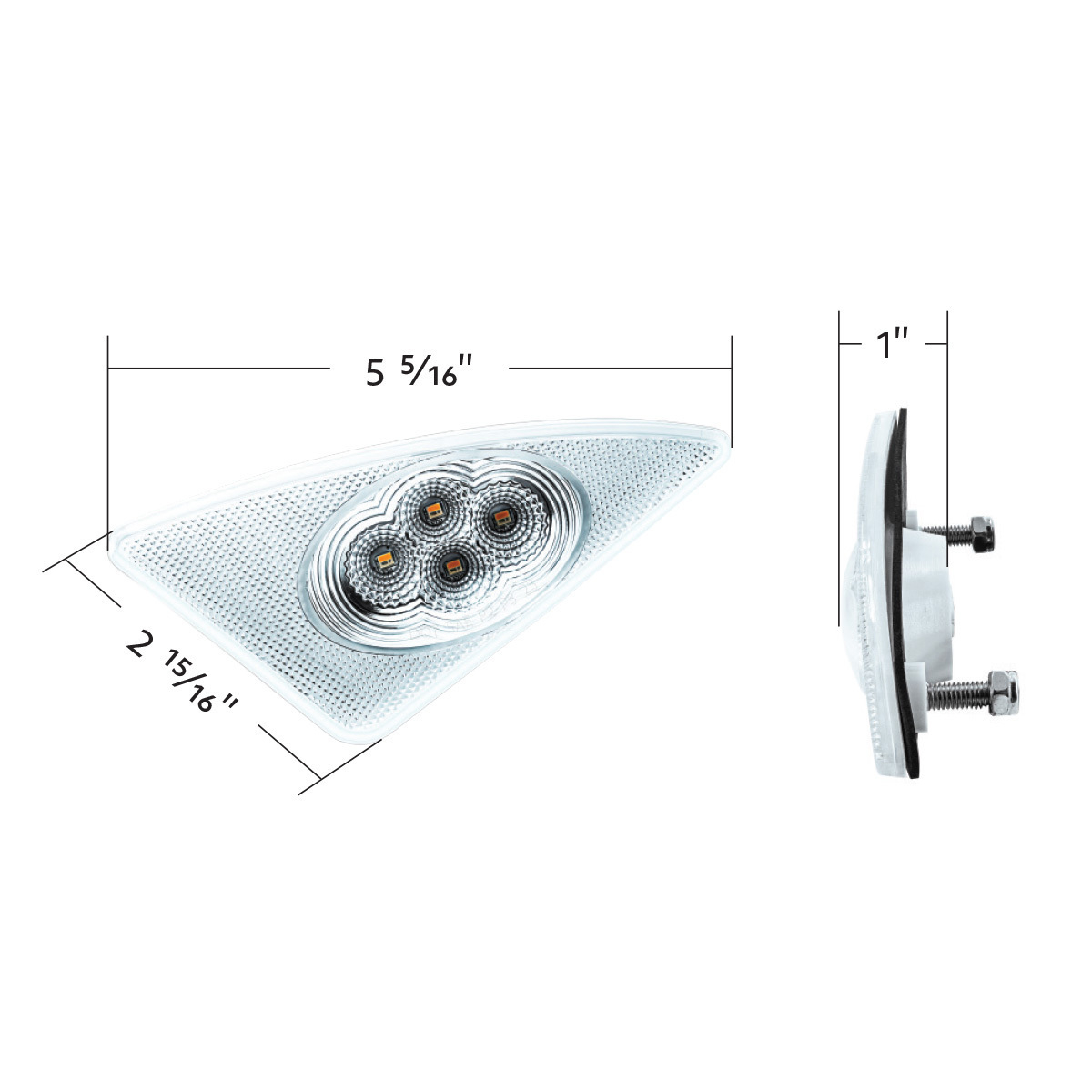 Kenworth T660 Double Fury White Auxiliary to Amber Dual Function 4 LED Fender Signal Light