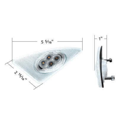 Kenworth T660 Double Fury White Auxiliary to Amber Dual Function 4 LED Fender Signal Light