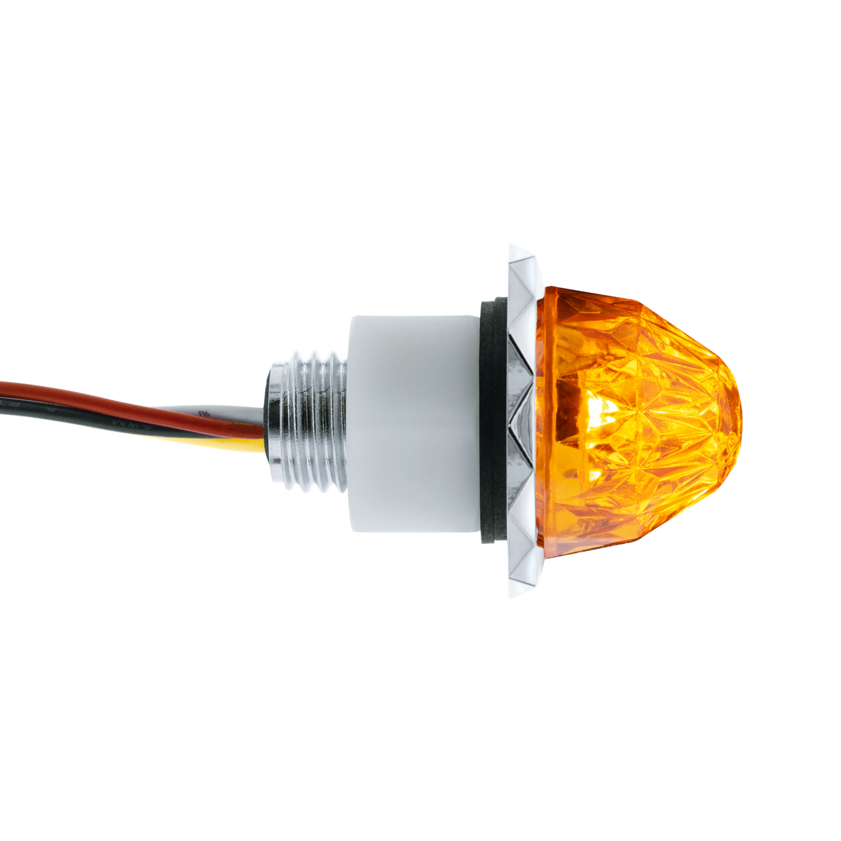 Double Fury White Auxiliary to Amber Clearance and Marker 4 LED 1 1/8" Crystal Watermelon Light