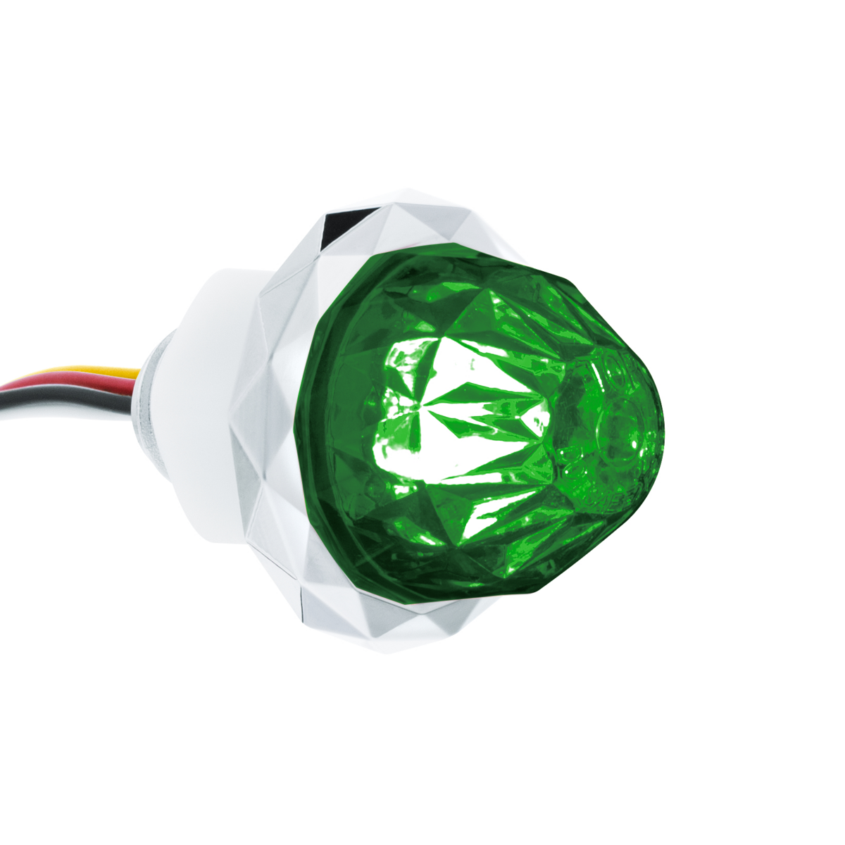 Double Fury Green Auxiliary to Red Clearance and Marker 4 LED 1 1/8" Crystal Watermelon Light
