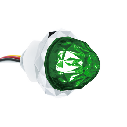Double Fury Green Auxiliary to Red Clearance and Marker 4 LED 1 1/8" Crystal Watermelon Light