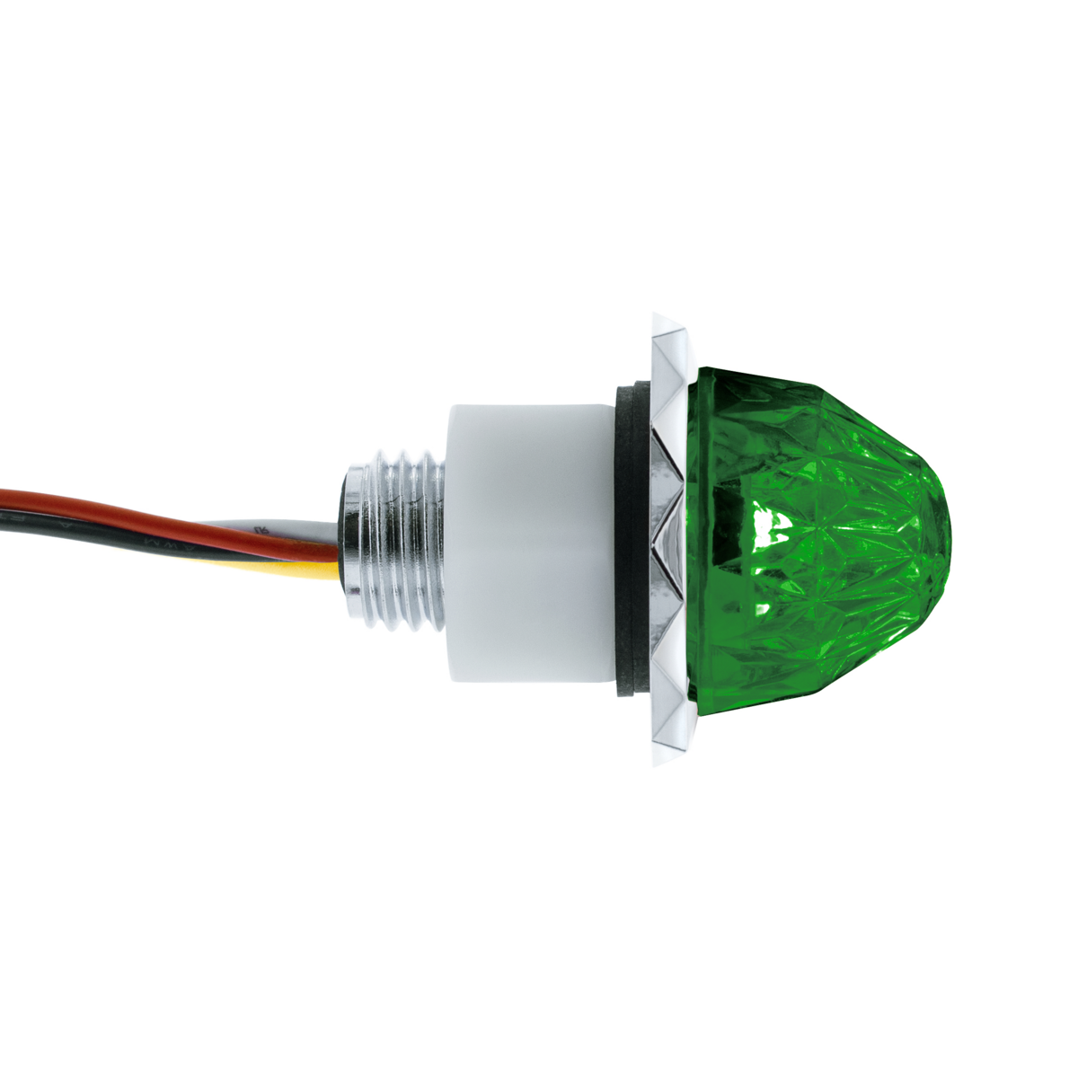 Double Fury Green Auxiliary to Red Clearance and Marker 4 LED 1 1/8" Crystal Watermelon Light