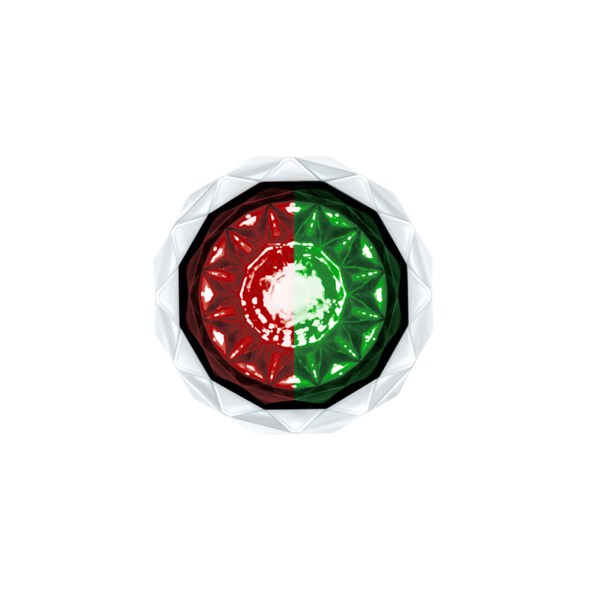 Double Fury Green Auxiliary to Red Clearance and Marker 4 LED 1 1/8" Crystal Watermelon Light